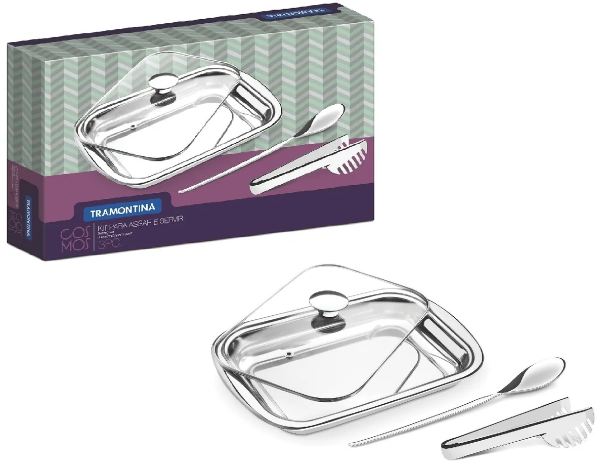 JOGO ASSAR/SERVIR TRAMONTINA 3PC 64310/114 COSMOS INOX