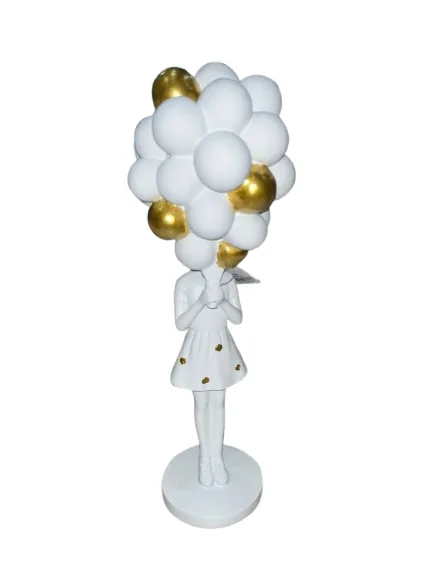 Escultura decorativa florarte 96737001 menina baloes(bl)