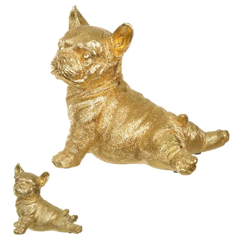Escultura  florarte cachorro deitado 96641001 dourado(bl)