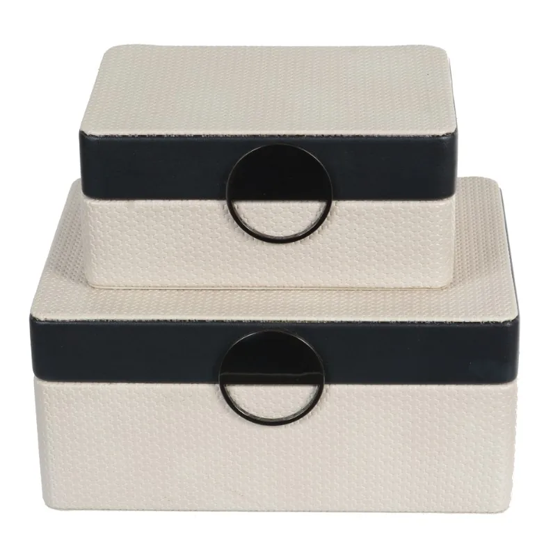 Kit caixas decorativas florarte 86871001 c/2 off white preto(bl)