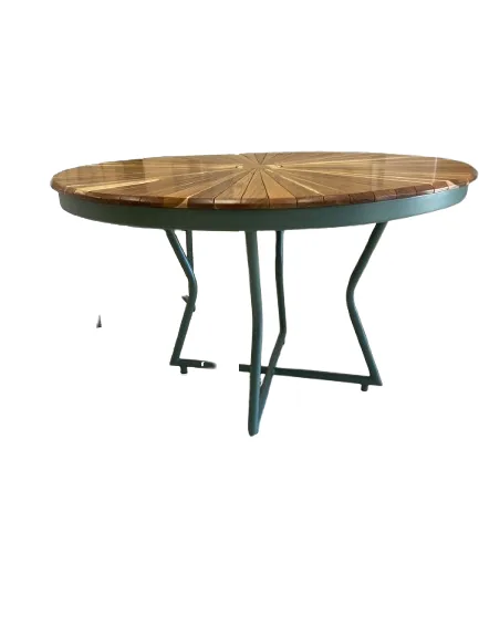 MESA JANTAR DECORARTS HIAITI ALUMINIO VERDE OLIVA TAMPO TECA1.20MT(BL) 2