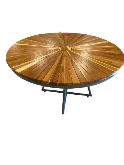 MESA JANTAR DECORARTS HIAITI ALUMINIO VERDE OLIVA TAMPO TECA1.20MT(BL)