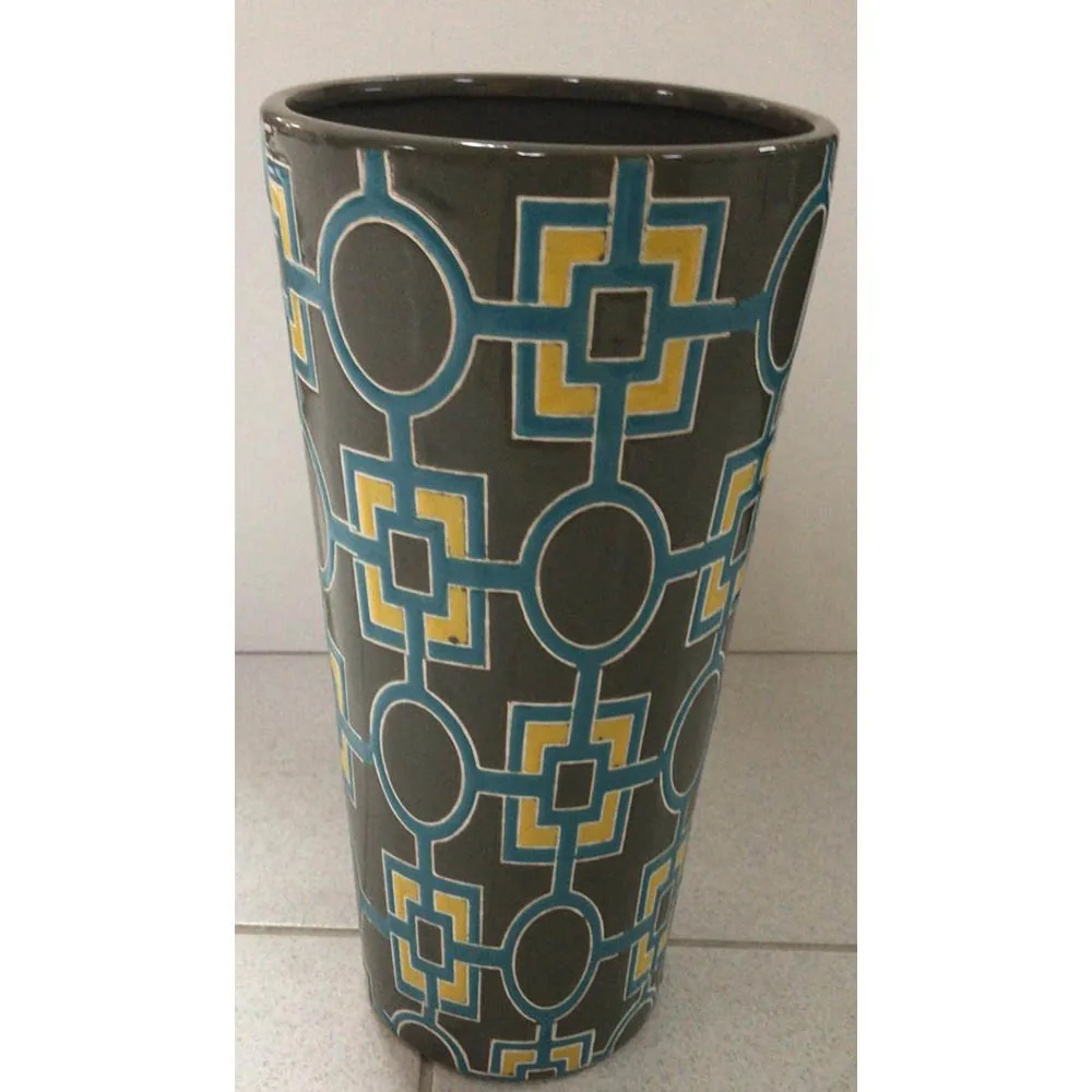 VASO 6F CONICO GEOMETRICO CERAMICA REF:19214