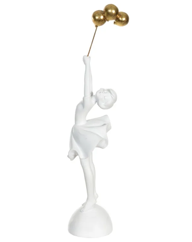 Escultura florarte menina 57582001 branco dourado (bl)