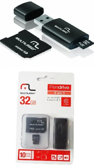 CARTAO MEMORIA MULTILASER 32GB MC163  2 EM 1 C.10 ANTIGO:MC113