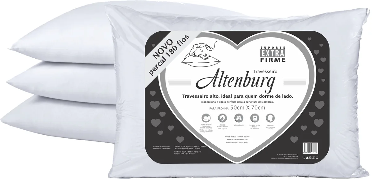 TRAVESSEIRO ALTENBURG SUPORTE EXTRA FIRME 180 FIOS 050X070