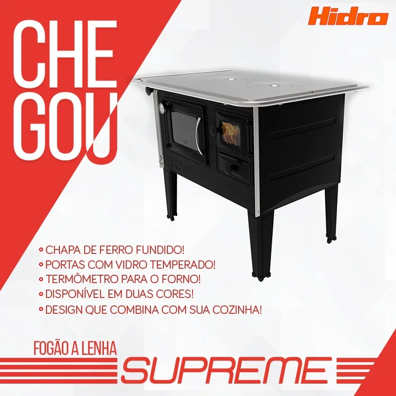 FOGAO LENHA HIDRO 2 ESQUERDO SUPREME PRETO