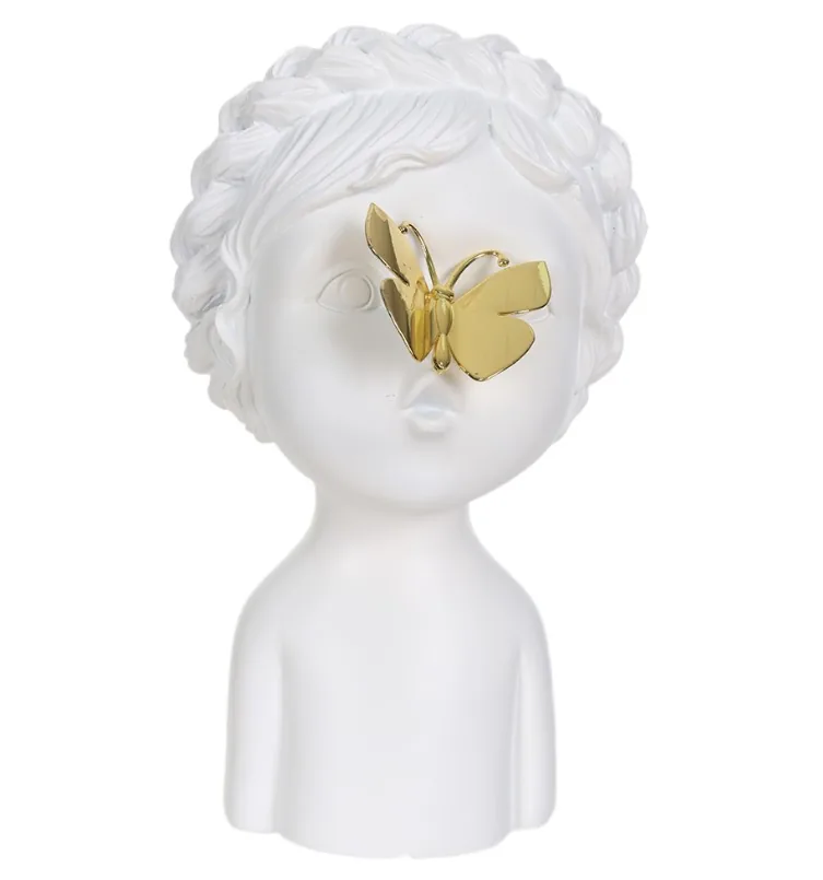 Escultura decorativa florarte 97670001 busto menina branco(bl)