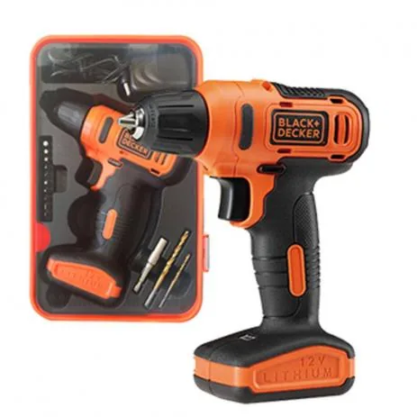 PARAFUSADEIRA/FURADEIRA BLACK E DECKER 12V LITHIUM 3/8" LD12SP – MALETA + 13 ACESSORIOS