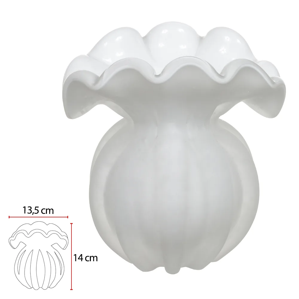 Vaso decorativo florarte 58340001 murano branco(bl)