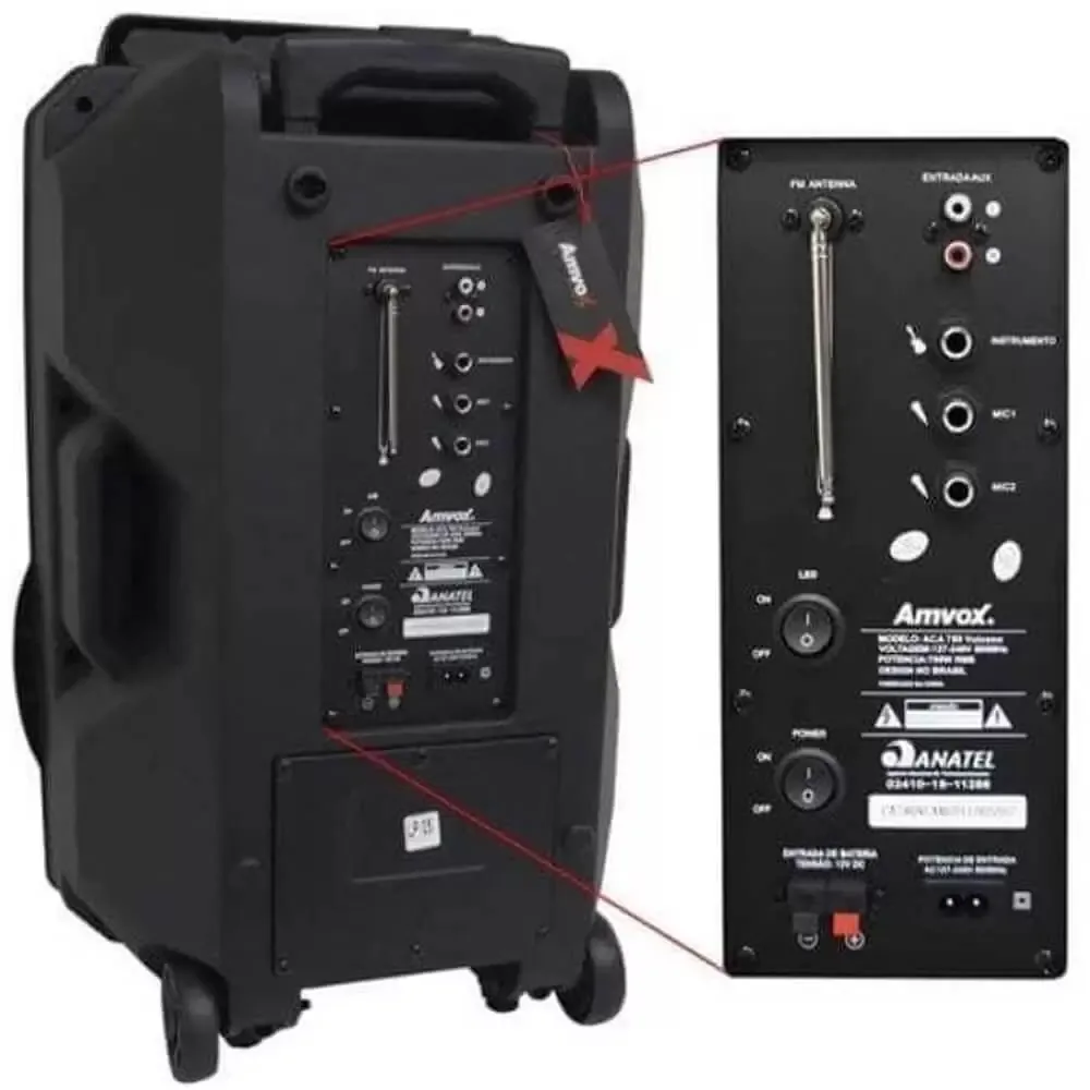 CAIXA SOM AMVOX C/BATERIA ACA850 GLADIADOR 850W RMS-ANTIGO ACA780 2