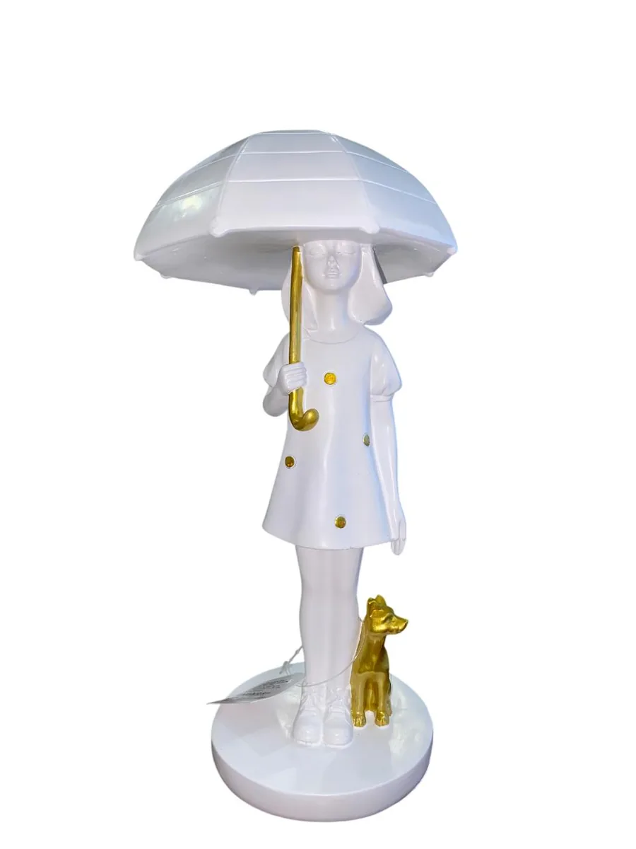 Escultura decor florarte 96735001 menina e cachorro(bl)