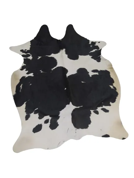 TAPETE VICENZA 1.60X2.00 COURO PELE PRETO E BRANCO(BL)