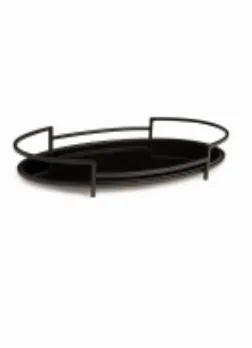 BANDEJA MART 12262 PRETA METAL VIDRO G(BL)