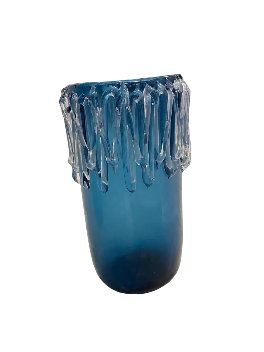 Vaso florarte 85563004 vidro azul 34cm(bl)