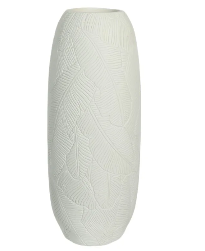 Vaso florarte 96448001 poliresina folhas 35.7cm (bl)