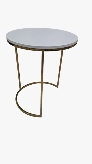 MESA CENTRO MAXMILA NINHO GIANE LACA BRANCA/BASE INOX GOLD P(BL)
