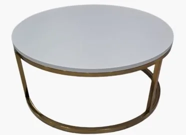 MESA CENTRO MAXMILA NINHO GIANE LACA BRANCA BASE INOX GOLD M(BL)