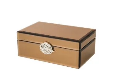 PORTA JOIAS ROJEMAC MADEIRA ESPELHO PUXADOR FOLHA ROSE 35597