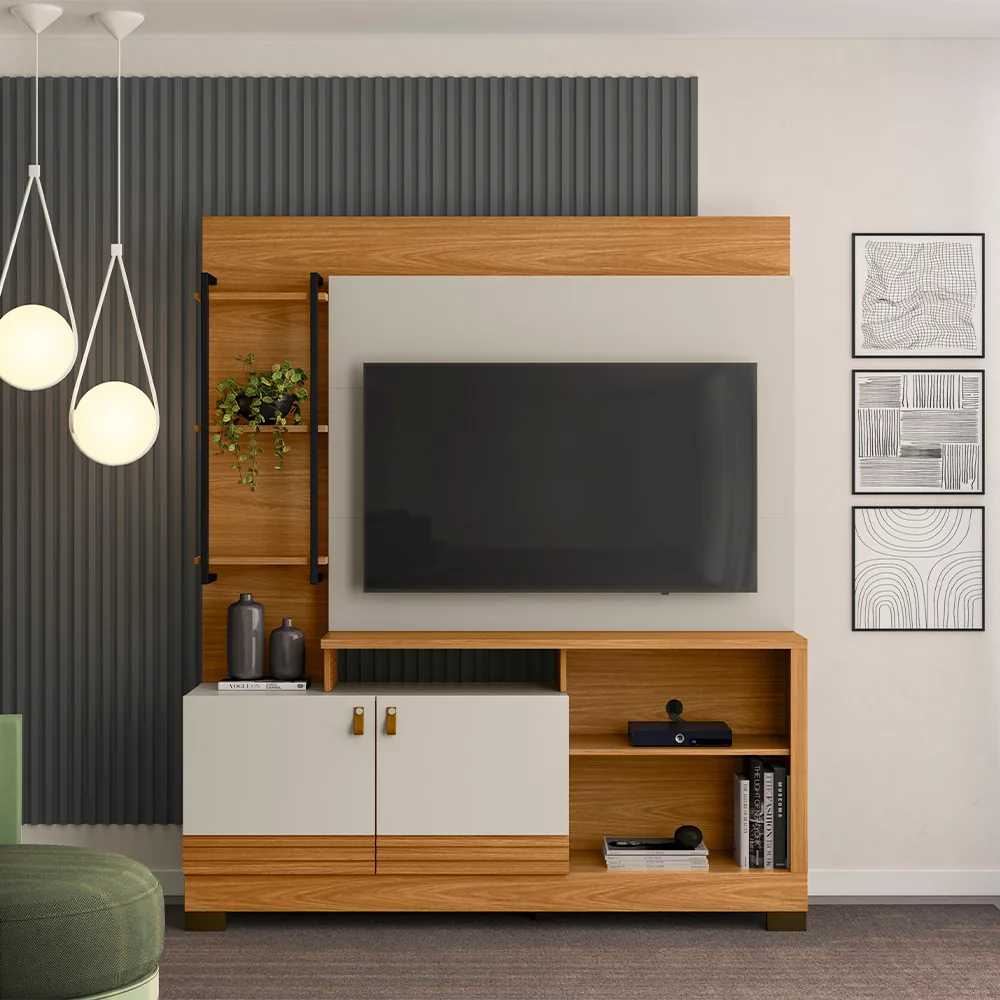 ESTANTE LINEA ALAGOAS 1.60MT P/50" FREIJO/OFF WHITE