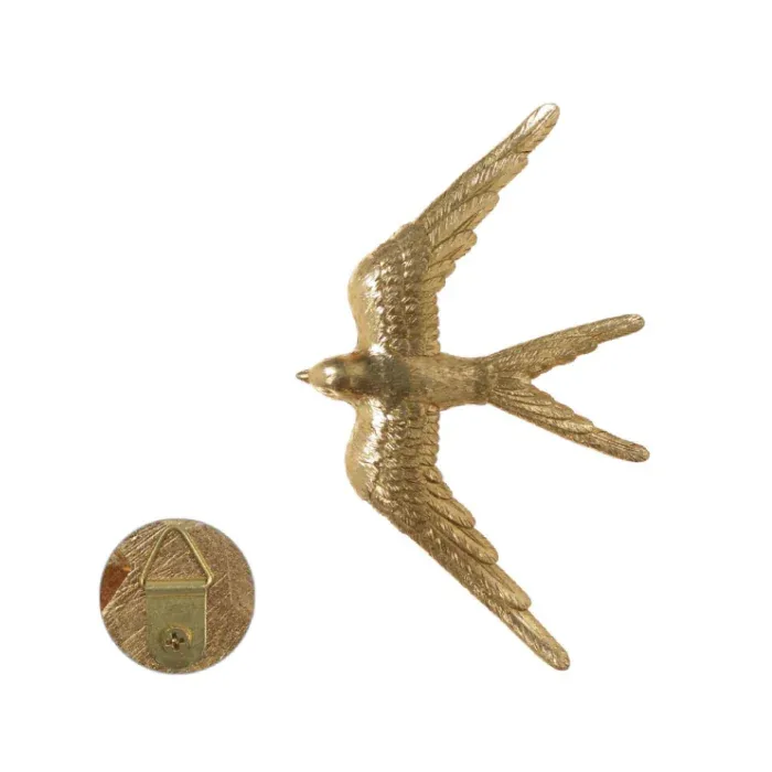 Escultura parede florarte 87498001 passaro dourado(bl)
