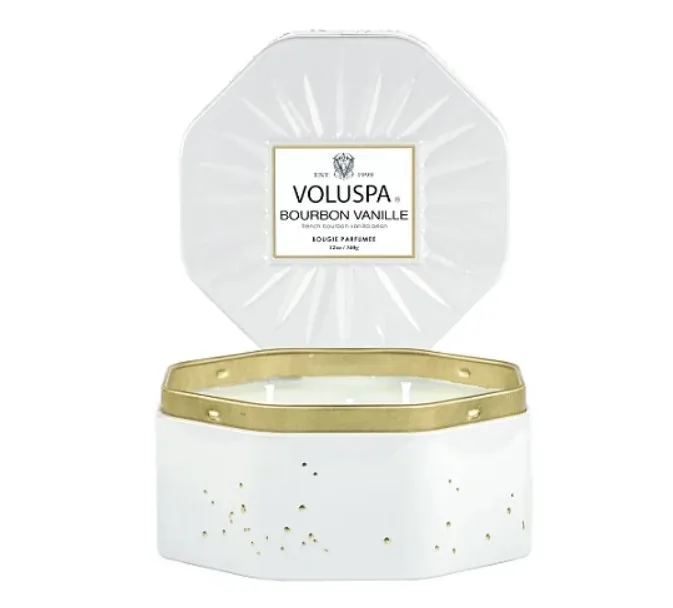 VELA LATA OCTOGONAL 3 PAVIOS VOLUSPA 50H BOURBON VANILLE(BL) 2
