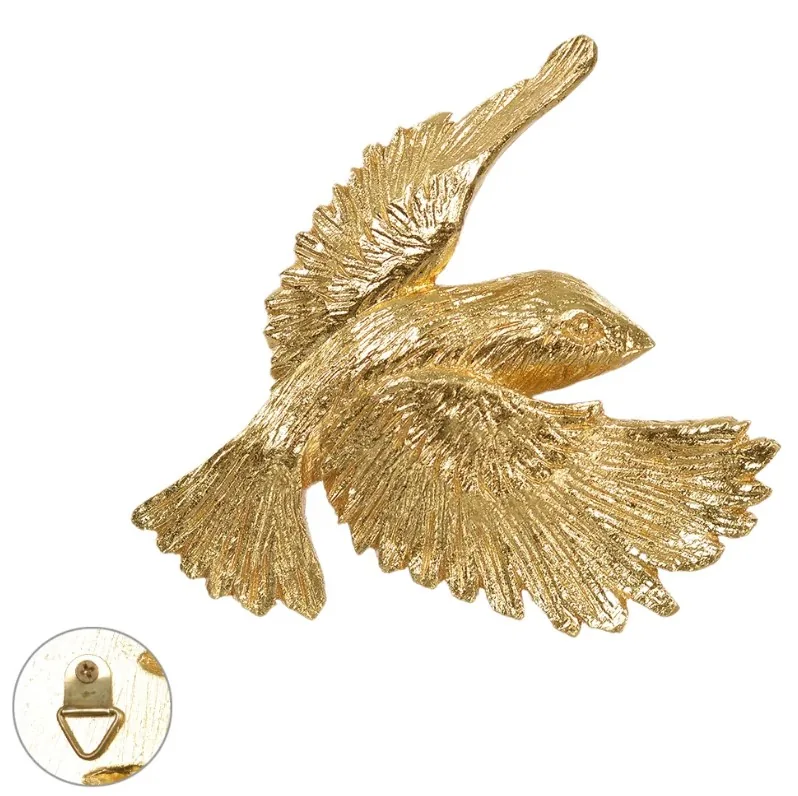 Escultura parede florarte 96645001 passaro dourado (bl)