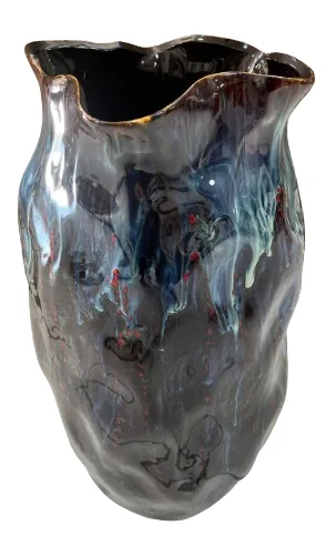 VASO 6F ESTREITO G MARMORIZADO AZUL(BL)