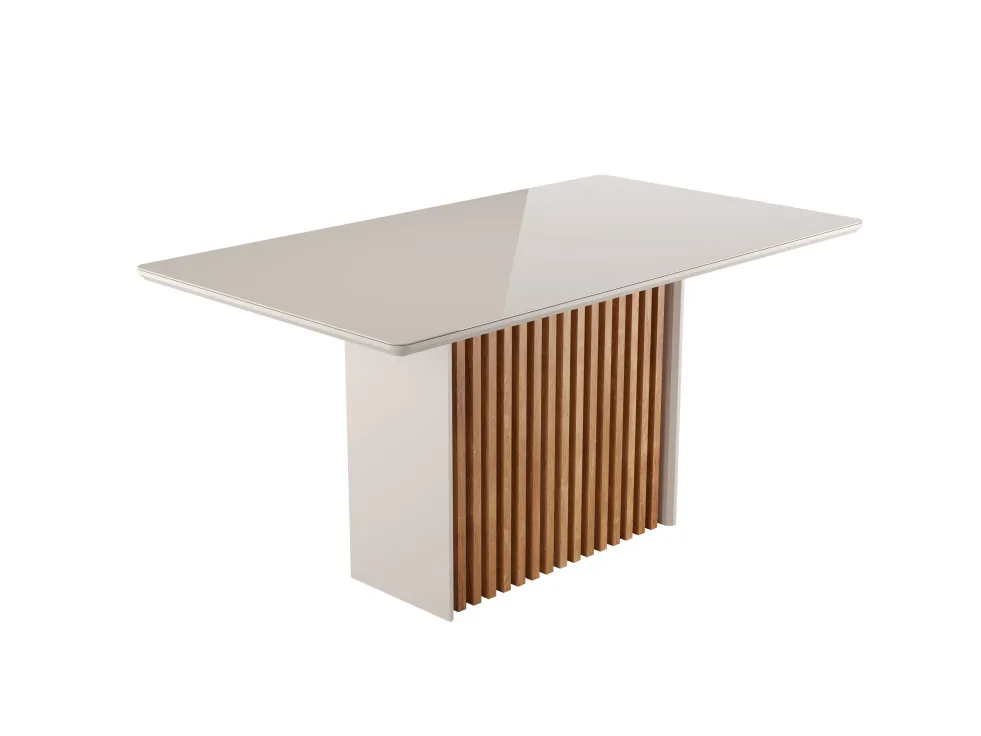 MESA SONETTO CRIS 1.60X0.90 MEL TAMPO VIDRO OFF/WHITE