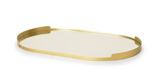 BANDEJA MART 15984 EM METAL COM ESPELHO DOURADA P(BL)