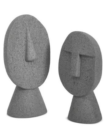 ESCULTURA MART 17498 EM POLIRRESINA FACE CINZA M(BL)