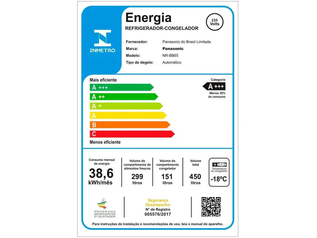 REFRIGERADOR PANASONIC NR-BB65GVFBB 450LT FROST FREE INVERSE/INVERTER BLACK GLASS 220V 2