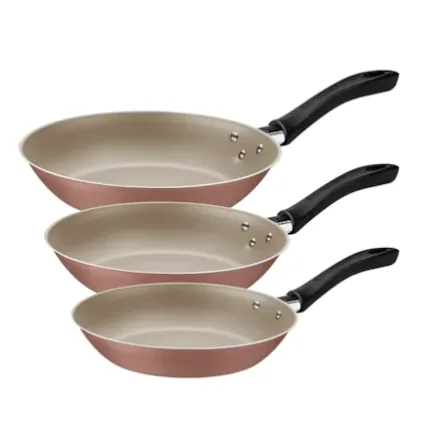 JOGO FRIGIDEIRA TRAMONTINA 3PC LINZ MOCACCINO 20297/309 ANTIGA -ROSA 20297/409