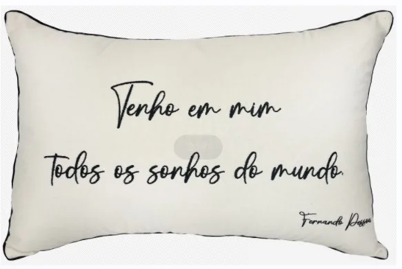 ALMOFADA BAGUETE DECORTEXTIL 190-04 SARJA 0.35X0.52 FRASE(BL)