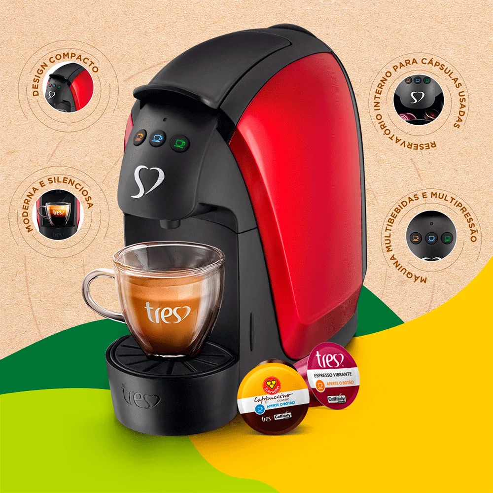 Cafeteira 3 coracoes g4 luna vermelho
