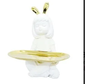 ESCULTURA LUCATTI RESINA BRANCA MENINA 71126(BL)