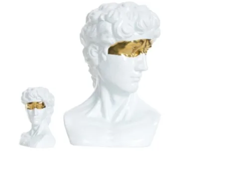 Escultura busto florarte ceramica branco dourado 84463001(bl)