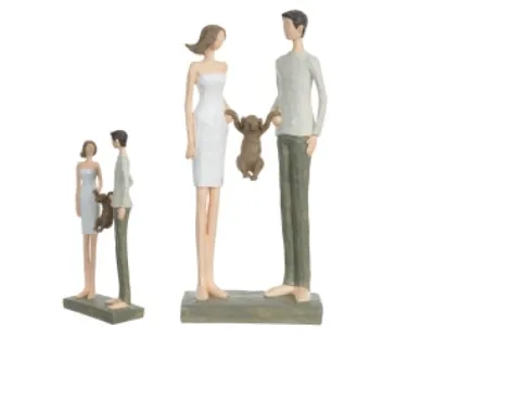 Escultura casal e pet florarte resina colorido 87582001(bl)