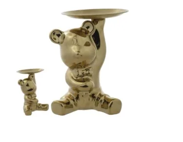 Urso florarte ceramica dourado 82283001(bl)