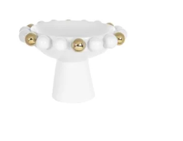 Centro de mesa florarte ceramica branco dourado 58644001(bl)