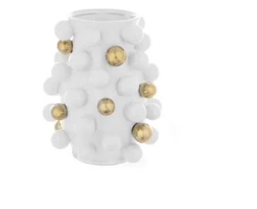 Vaso florarte ceramica branco dourado 58640001(bl)