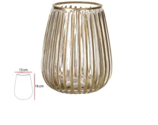 Vaso vidro florarte transparente dourado 52355001(bl)