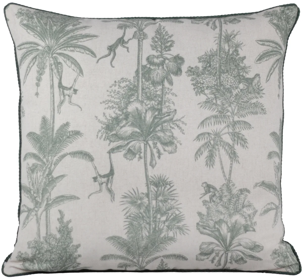 ALMOFADA DECORTEXTIL 424-89 LINHO CRU ESTAMPA FLORESTA CORDA VERDE(BL)