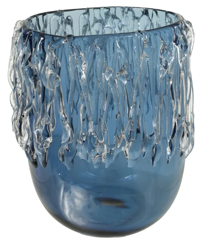 Vaso decor florarte 85560004 vidro azul (bl)