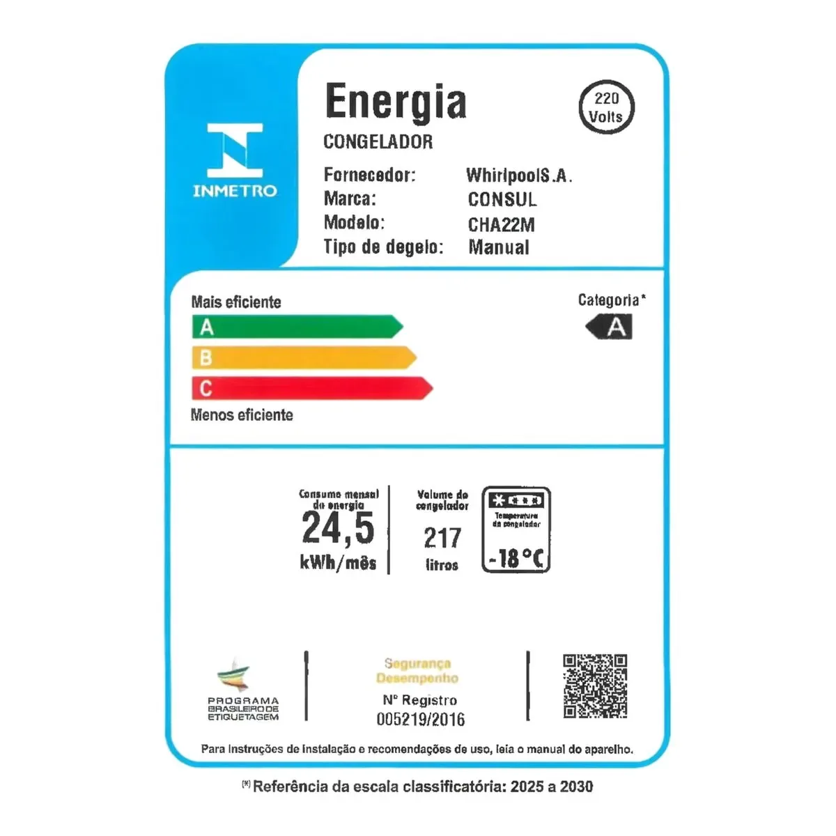 FREEZER HORIZONTAL CONSUL CHA22MBBNA 217L BRANCO 220V 2