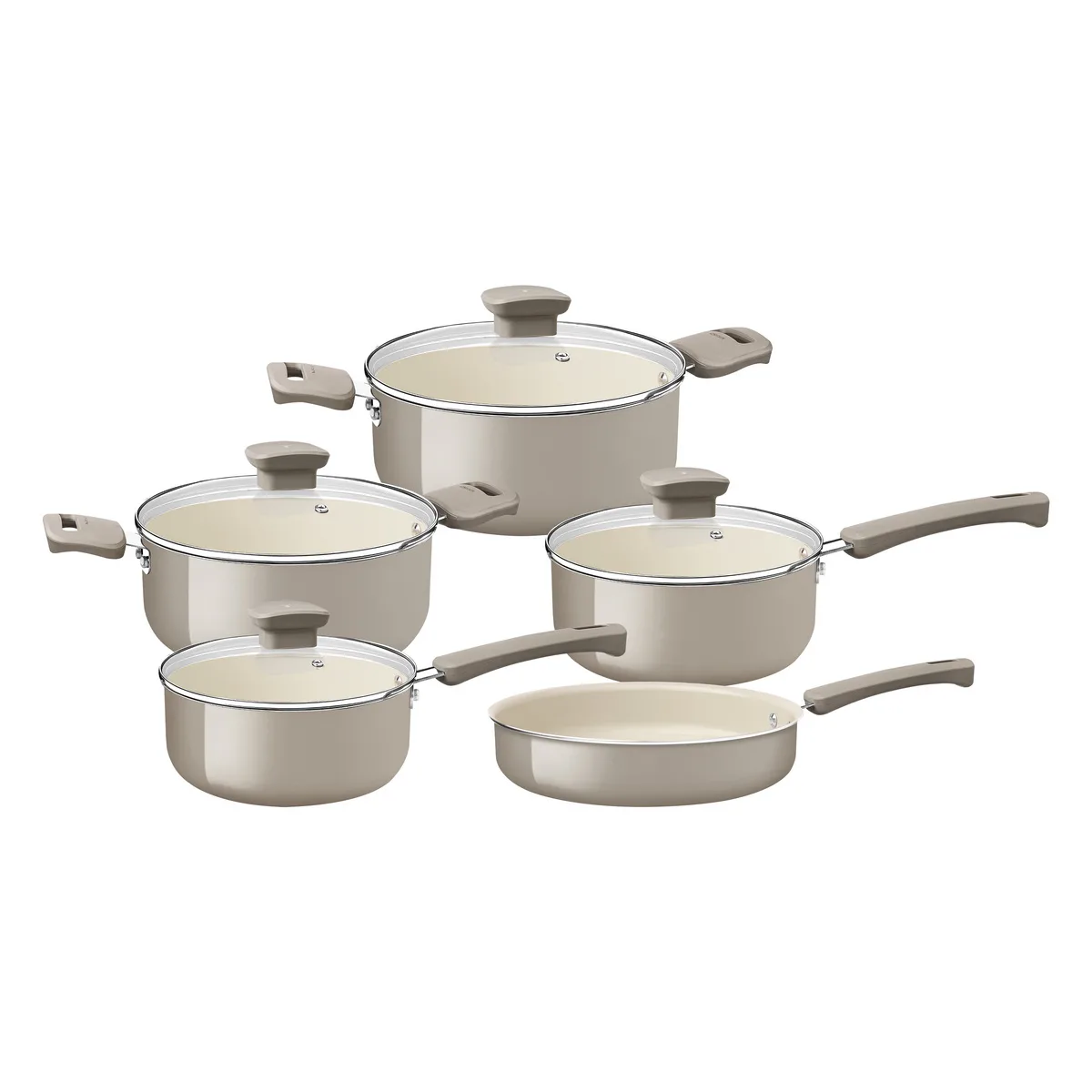 Jogo panela tramontina 5pc veronese c/ ceramica 28699/316 bege