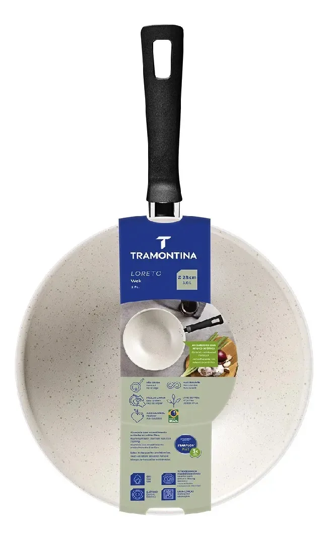 Frigideira wok tramontina 28cm 3.6lt s/tampa loreto bege 27805/346
