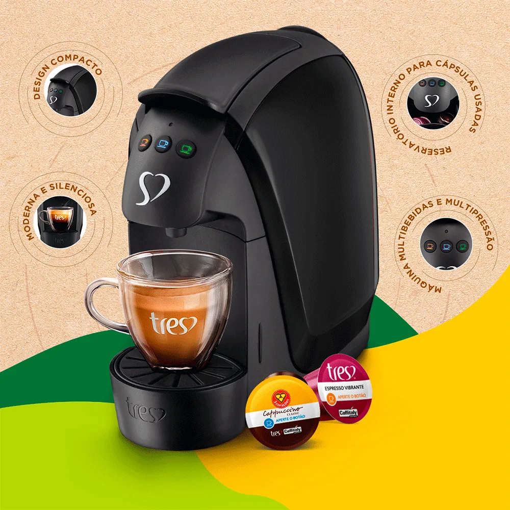 Cafeteira 3 coracoes g4 luna preto