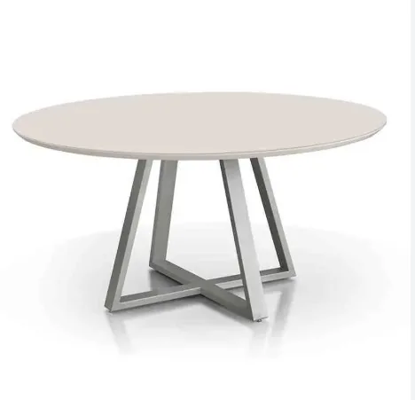 MESA JANTAR ACO MOBILIA CAPRI COM VIDRO 1.10MT(BL)
