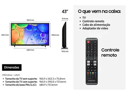 TV SAMSUNG 43" QN435FAAGXZD QLED SMART FULL HD  2